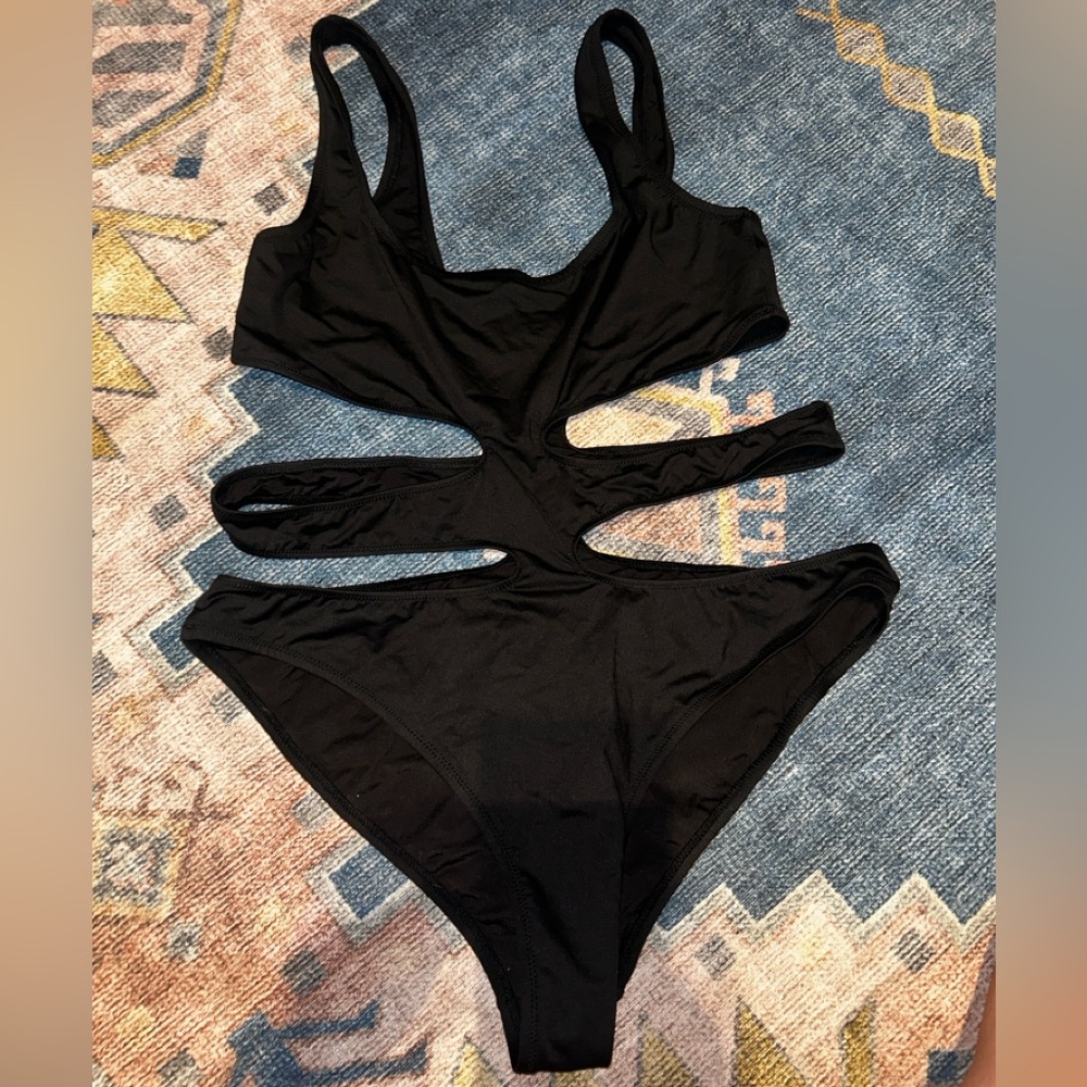 Black Cutout One-Piece Swimsuit - Women Swim